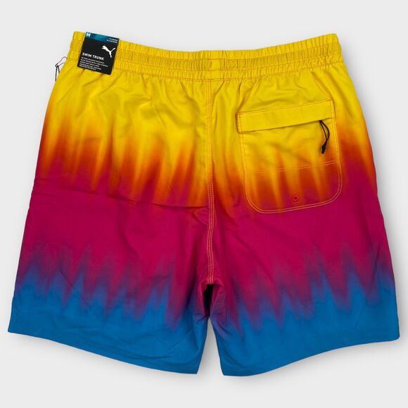 $60 Puma Swim Board Shorts Mens Medium Tie Dye 7" Colorful Lava Above Knee 2023 - Picture 3 of 14